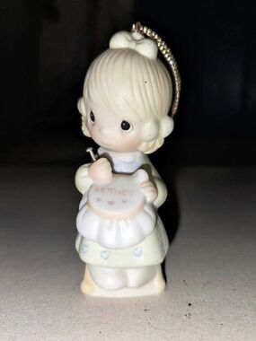Precious Moments Mother Sew Dear Porcelain Ornament in White & Pink
